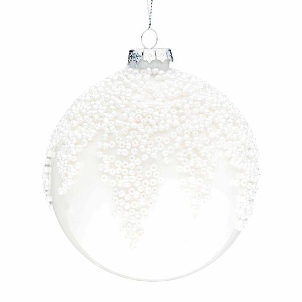 Pallina di Natale in vetro bianco Bambi 10 cm