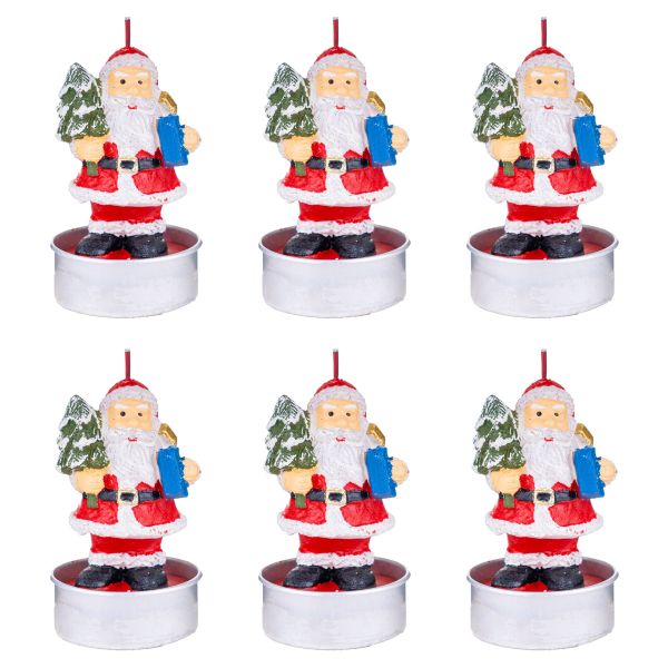 Set 6 Candele Tealight Santa on a Christmas Tree Mission 7 cm