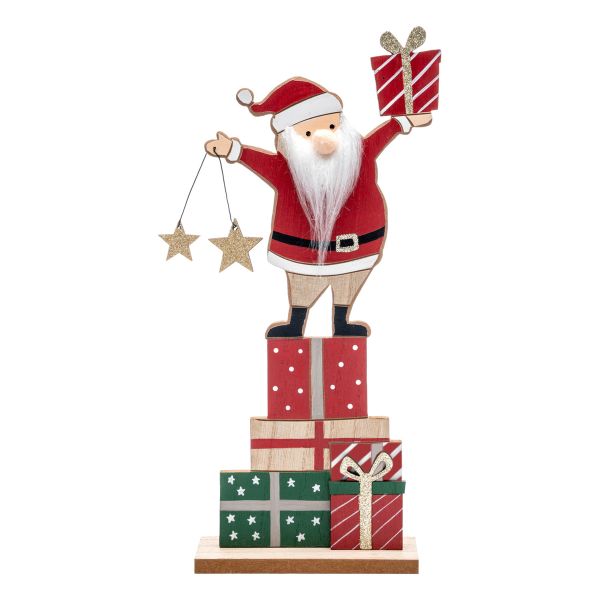 Babbo Natale e la Torre di Regali 33 cm