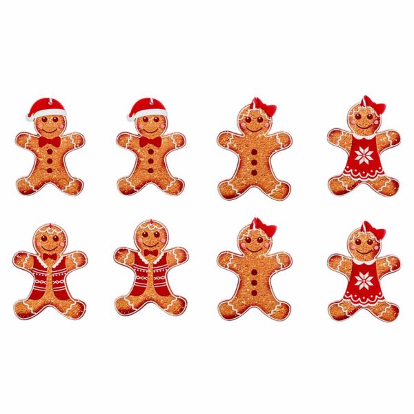 Set 8 Addobbi Natalizi Gingerbread Christmas Family 8 cm