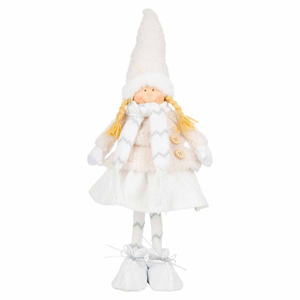 Bambina in bianco con scarpe argentate Saya 40 cm