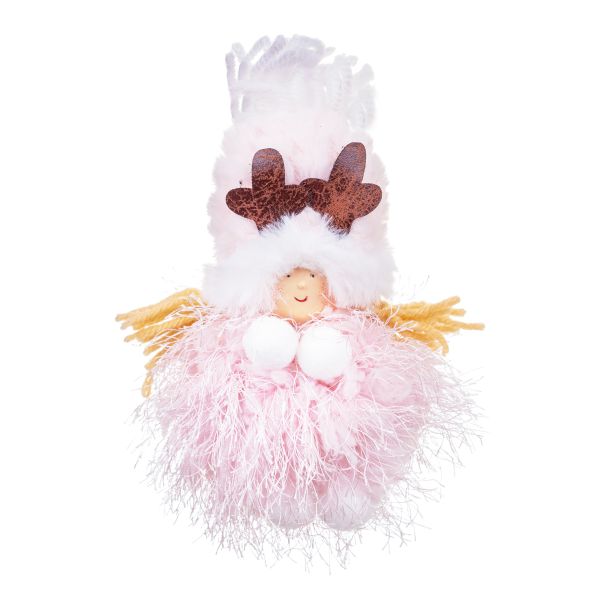 Addobbo Natalizio Girl of Pink Feathers 15 cm