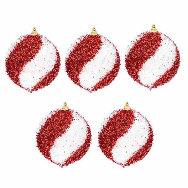 Set 5 Palline di Natale bianche e rosse Warm 9 cm