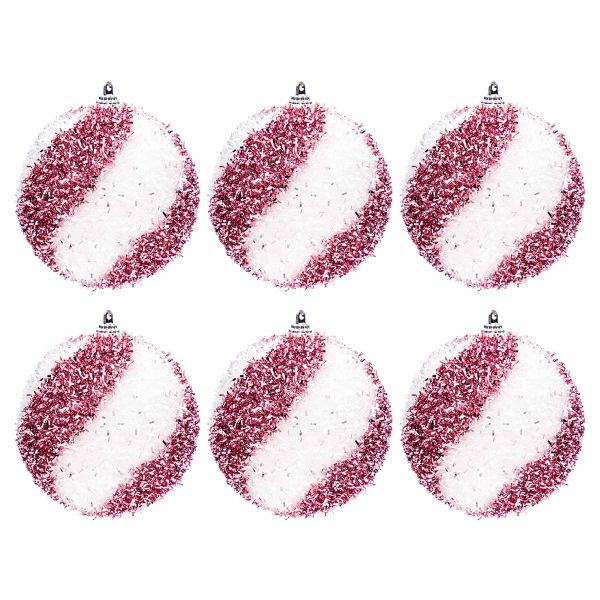 Set 5 Palline di Natale bianche e rosa Sweetness 9 cm