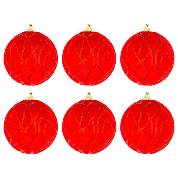 Set 6 Palline di Natale rosse Magic Author Words 9 cm