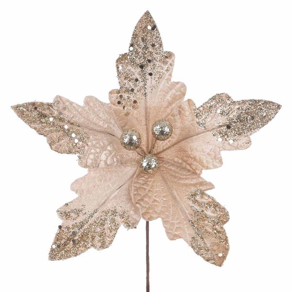 Fiore di Natale champagne con glitter Dejeuner en Famille 22 cm