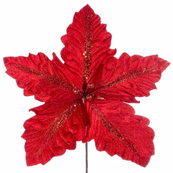 Fiore di Natale rosso con glitter Porte-Bonheur 26 cm