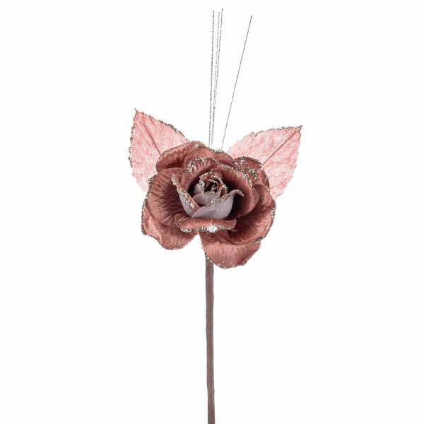 Rosa in rosa antico con gambo Nouveau Enfant 12 cm