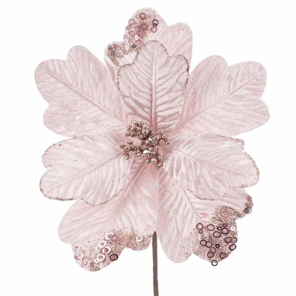 Fiore di Natale rosa con glitter Cadeau 25 cm