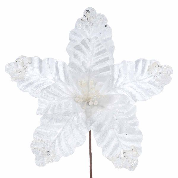Fiore di Natale bianco con pailettes Timide Enfant 30 cm