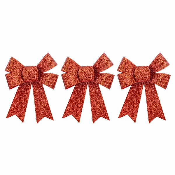 Set 3 Addobbi Natalizi Red Bows of Virtues 12 cm