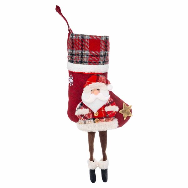 Calza di Natale rossa Babbo Natale e le Luci Danzanti 35 cm