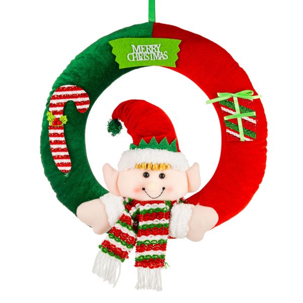 Fuoriporta Natalizio Red and Green Welcome Elf 40 cm