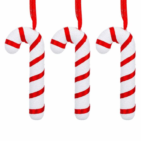 Set 3 Addobbi Natalizi Frosted Candy Cane 7 cm