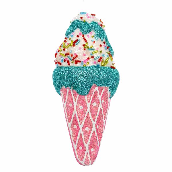 Addobbo Natalizio Gelato Bright Pink Cone 15 cm