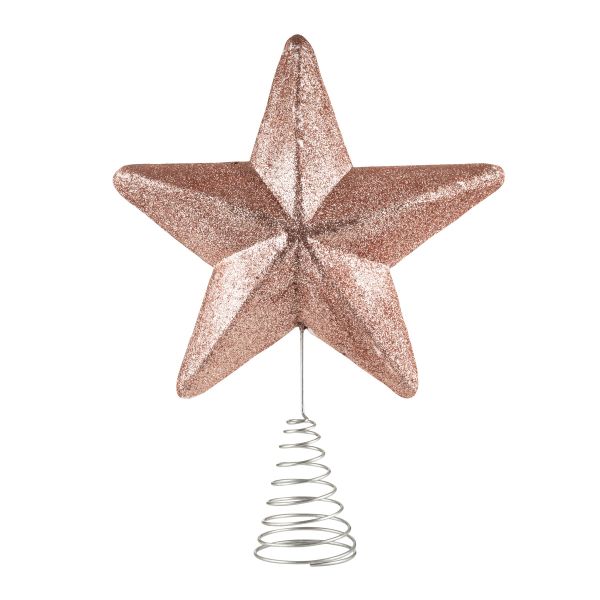 Puntale per Albero di Natale rosa a stella e base a spirale Borgogna 25 cm