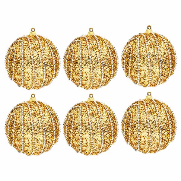 Set 6 Palline di Natale oro Ceremonie 9 cm