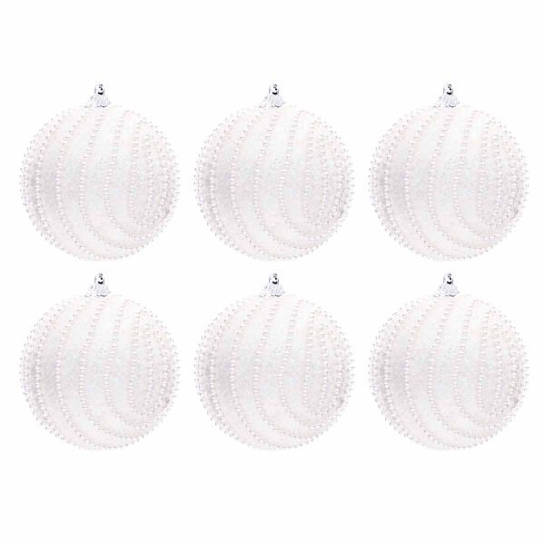 Set 6 Palline di Natale bianche Antibes 9 cm