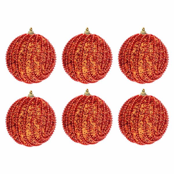 Set 6 Palline di Natale rosse Petit Pomme 9 cm