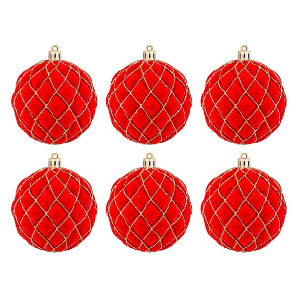 Set 6 Palline di Natale rosse Surprise Party  8 cm
