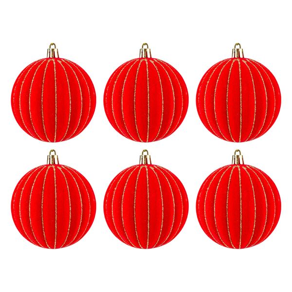 Set 6 Palline di Natale rosse Gnome Coins 8 cm