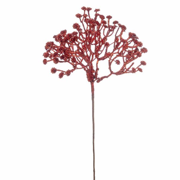 Ramo glitterato rosso a corolla Algues Rouges 32 cm