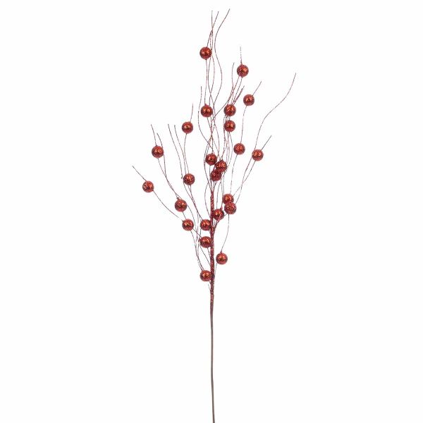 Ramo glitterato con sfere in rosso Nonna Felicita 57 cm