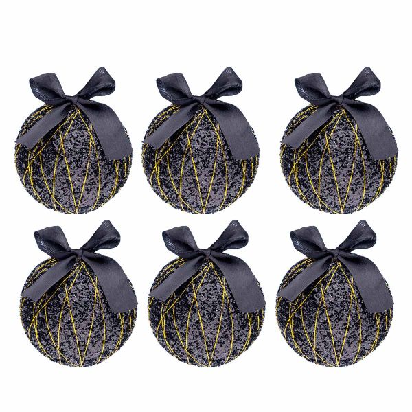 Set 6 Palline di Natale nero Nuit en Seine 9 cm