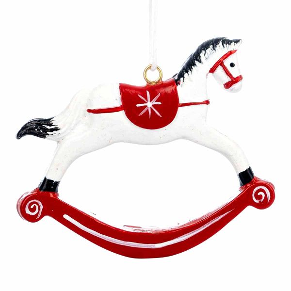 Addobbo Natalizio White Snowflake Horse 7 cm