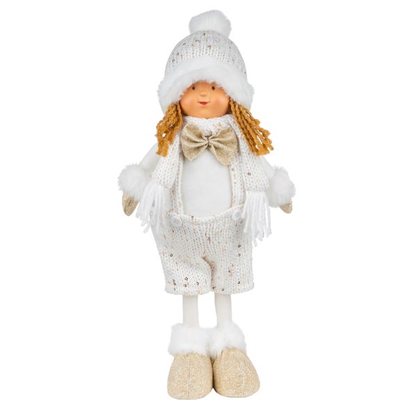 Bambino in bianco con papillon dorato Timoty 38 cm