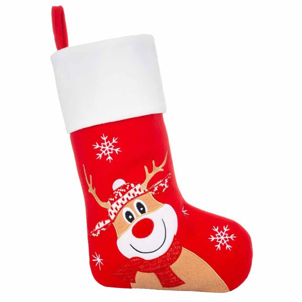 Calza di Natale rosso Rudolph 40 cm