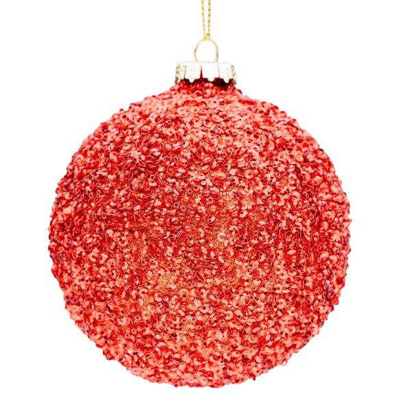 Pallina di Natale in vetro rosso Bardot 8 cm