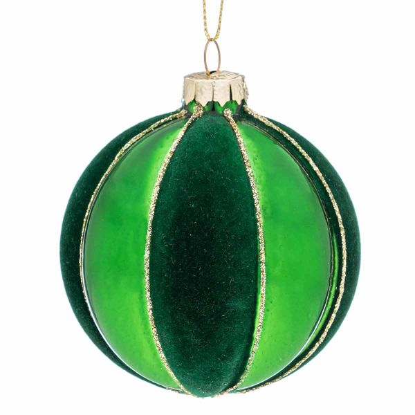 Pallina di Natale in vetro verde Derbyshire 8 cm