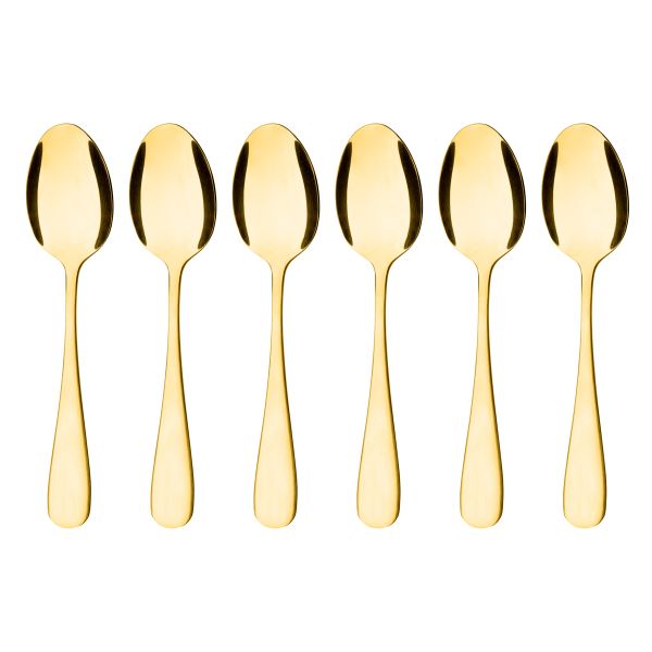 Set di 6 cucchiaini in acciaio placcato oro Re Aureo