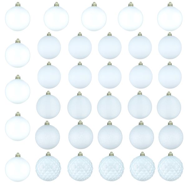 Set 34 Palline di Natale bianche Snowballs 8 cm