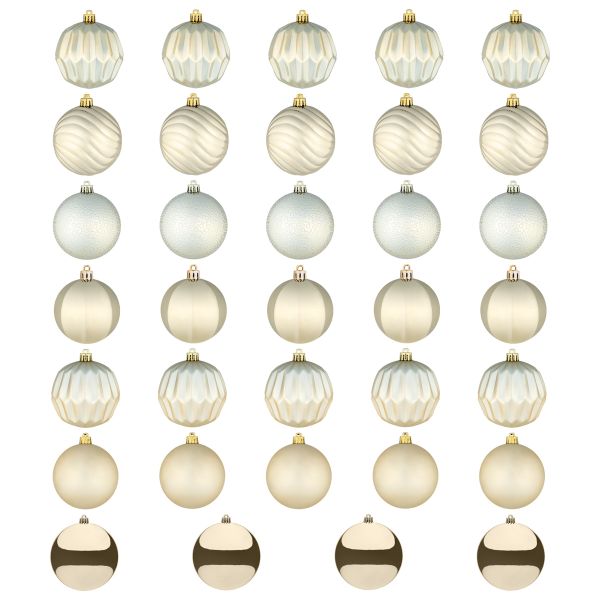 Set 34 Palline di Natale Champagne Heart Gift 8 cm