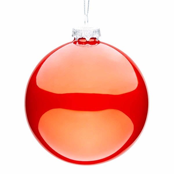 Pallina di Natale in vetro rossa Grandmere 10 cm