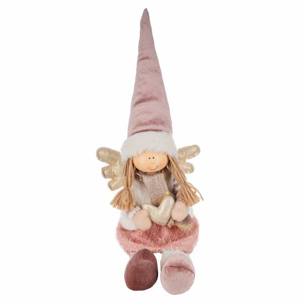 Bambina angelo in rosa con ali d'oro Zelia 50 cm