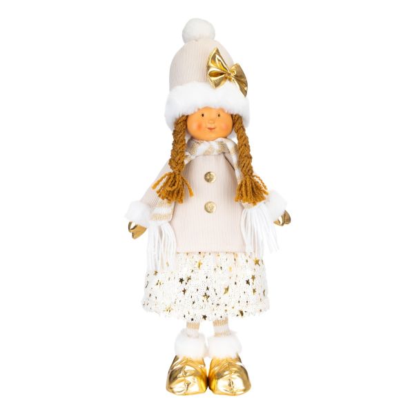 Bambina con vestito bianco e oro Alanis 50 cm
