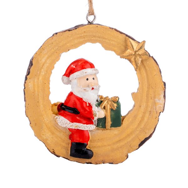Addobbo Natalizio Babbo Natale e il Dono del Ceppo 9 cm
