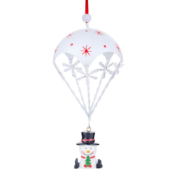 Addobbo Natalizio Paracadute Pupazzo di Neve Travel Lover 18 cm