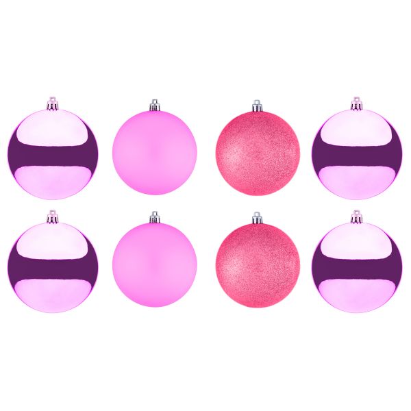 Set 8 Palline di Natale fucsia Touche de Camelia 10 cm