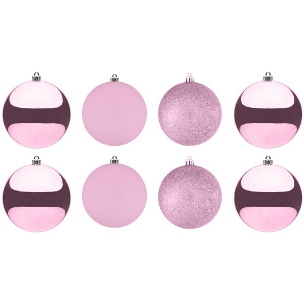 Set 8 Palline di Natale rosa Pinky 10 cm