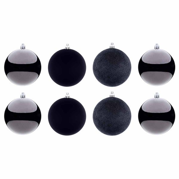 Set 8 Palline di Natale nero Silent Night 10 cm