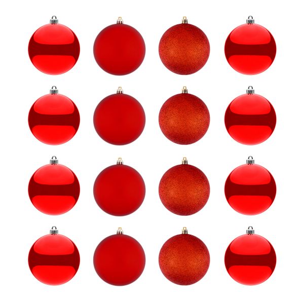 Set 16 Palline di Natale rosse Regard de Memoire 8 cm