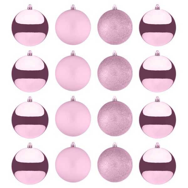 Set 16 Palline di Natale rosa La Vie en Rose 8 cm