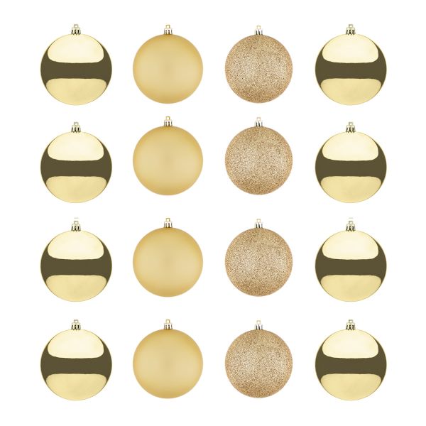 Set 16 Palline di Natale champagne Pioggia di Astri 8 cm