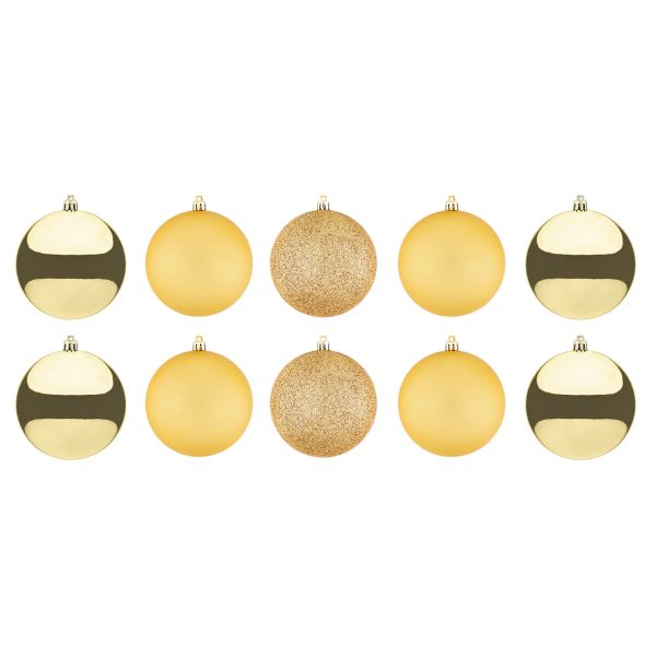 Set 10 Palline di Natale oro Shining Masterpiece 4 cm