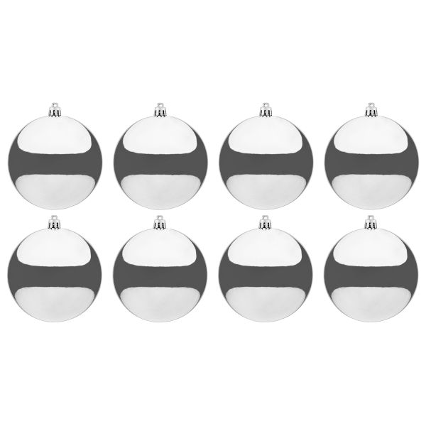 Set 8 Palline di Natale lucide argento L'Attesa della Luna 10 cm