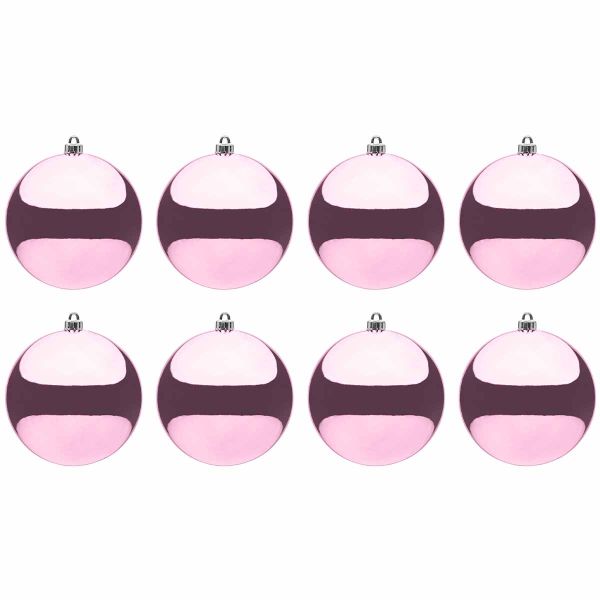 Set 8 Palline di Natale lucide rosa Afrodite 10 cm